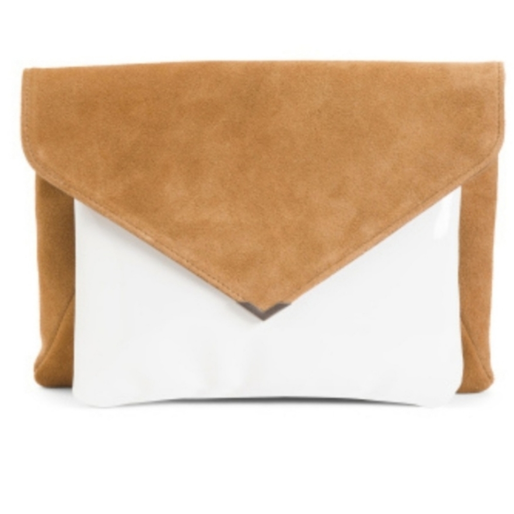 🆕️ Sam Edelman Mila 2-in-1 suede clutch Soft suede in a tan caramel color